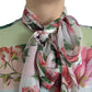 Elegante top a maniche lunghe in misto seta multicolore