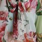 Elegante top a maniche lunghe in misto seta multicolore