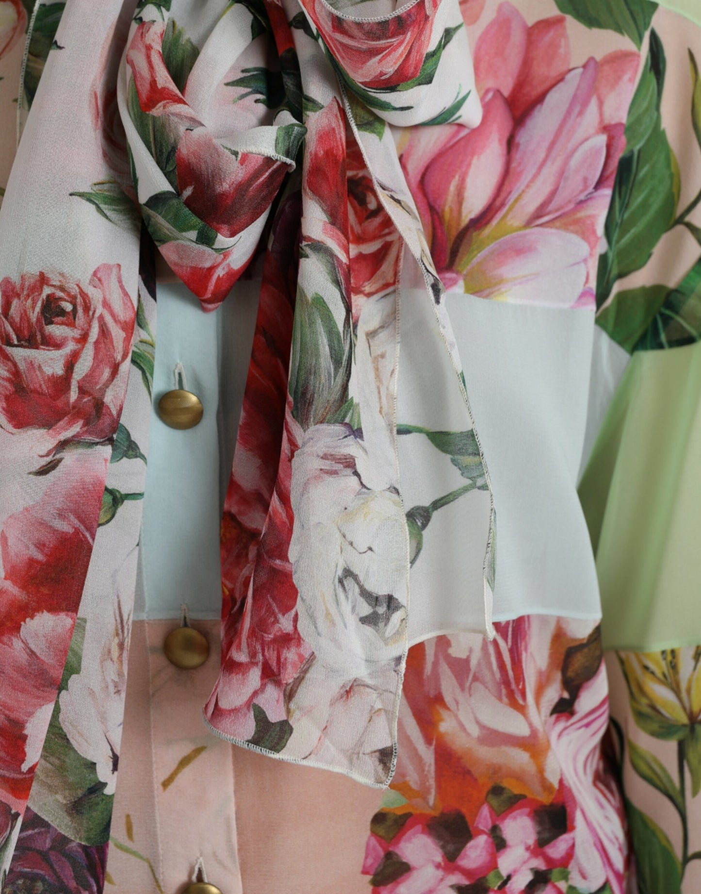 Elegante top a maniche lunghe in misto seta multicolore