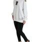 Dolce & Gabbana White Floral Cotton Crew Neck Pullover Sweater