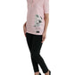Maglietta in cotone con stampa floreale rosa chic