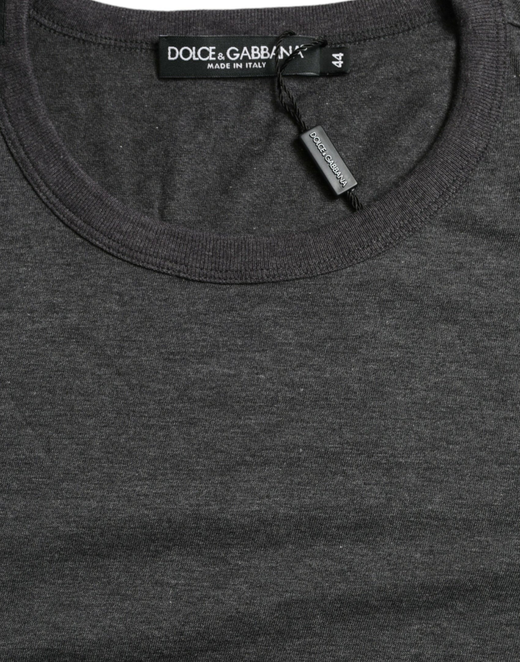 Dolce & Gabbana Dark Gray Cotton Crew Neck T-shirt