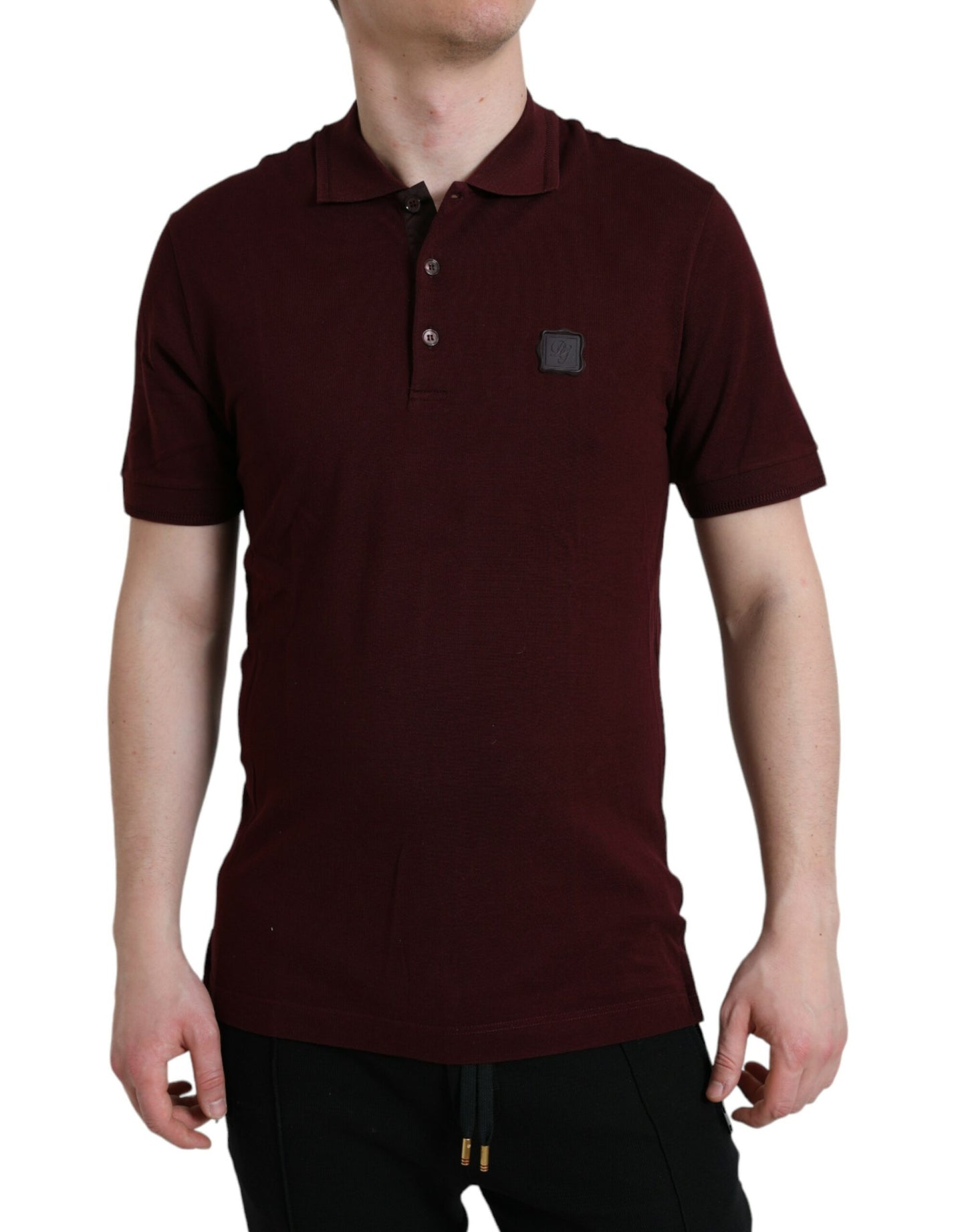Elegante polo in misto cotone color castagna