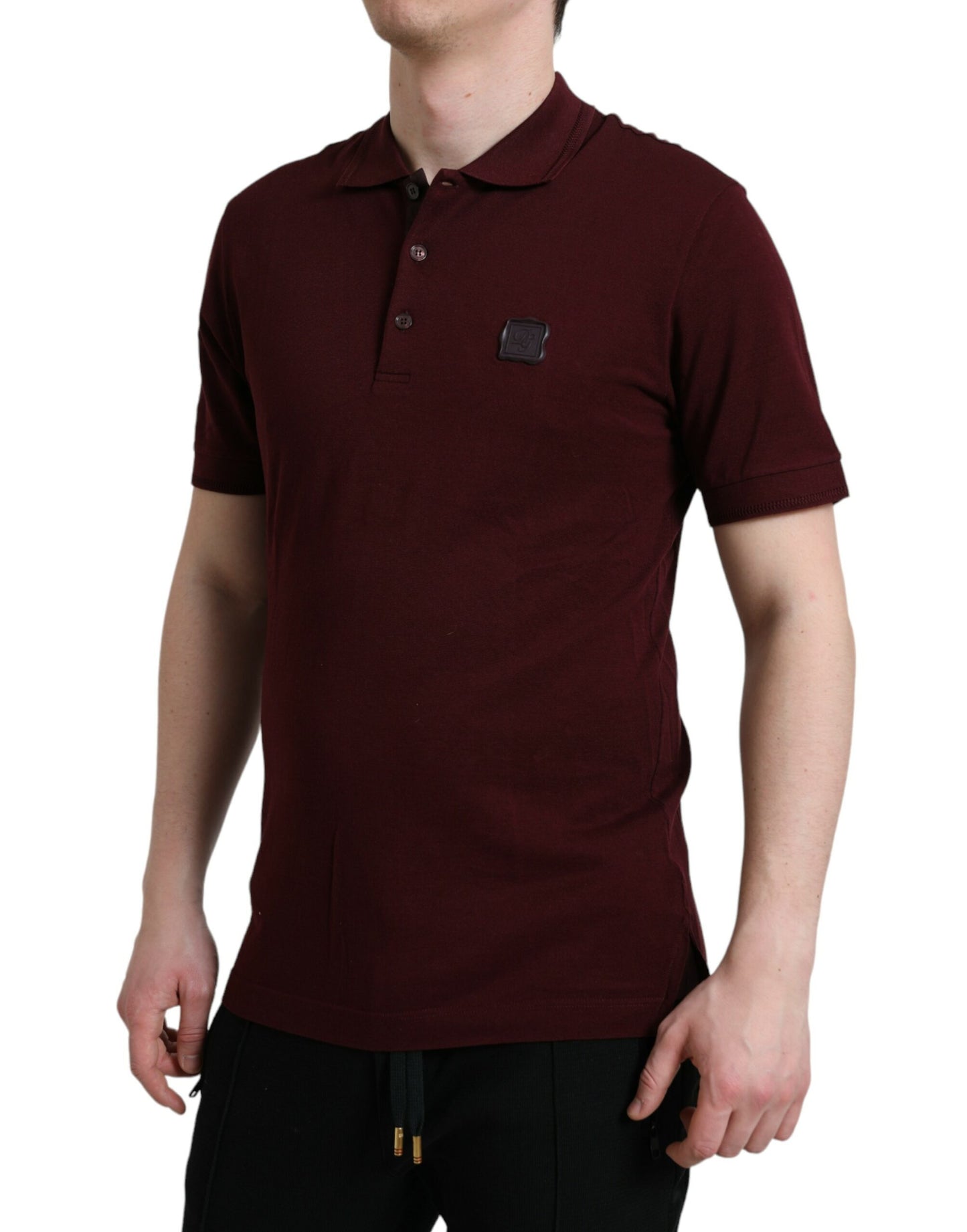 Elegante polo in misto cotone color castagna