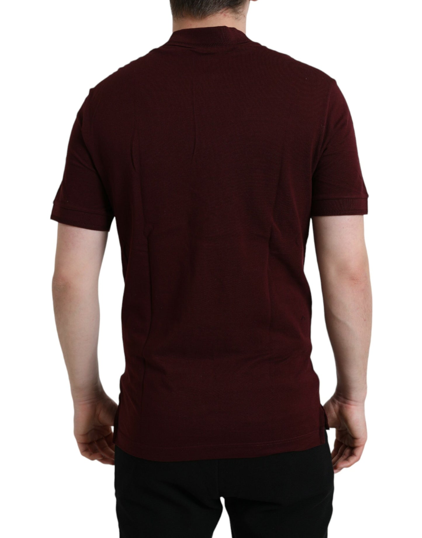Elegante polo in misto cotone color castagna