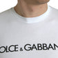 Elegante maglietta girocollo con logo bianco