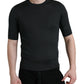 Elegantes Seiden-T-Shirt mit Rundhalsausschnitt in Dunkelgrau