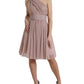 Dolce & Gabbana Light Lilac Pleated Lame Tulle One Shoulder Dress