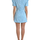 Dolce & Gabbana Light Blue Floral Jacquard Puff Sleeve Mini Dress