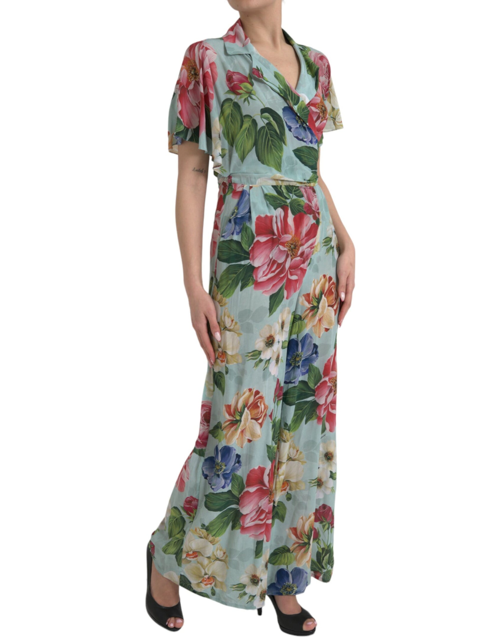 Eleganter Jumpsuit aus Seidenkrepp mit Blumenmuster