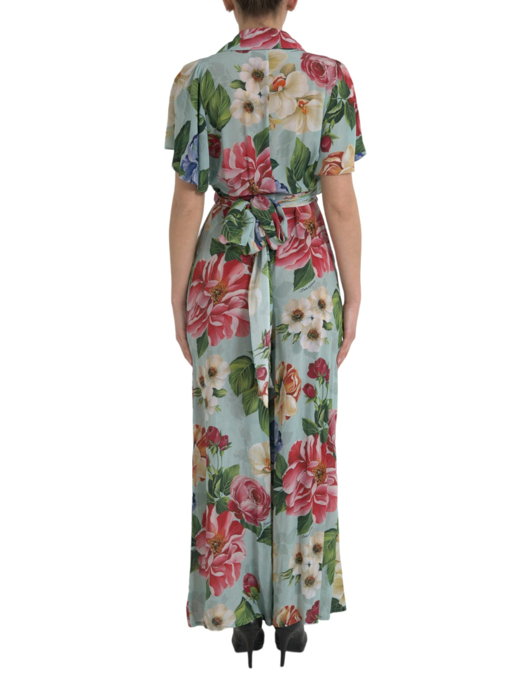 Eleganter Jumpsuit aus Seidenkrepp mit Blumenmuster