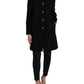 Elegante trench in lana con bottoni floreali