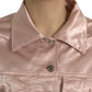 Elegante giacca di jeans rosa corta