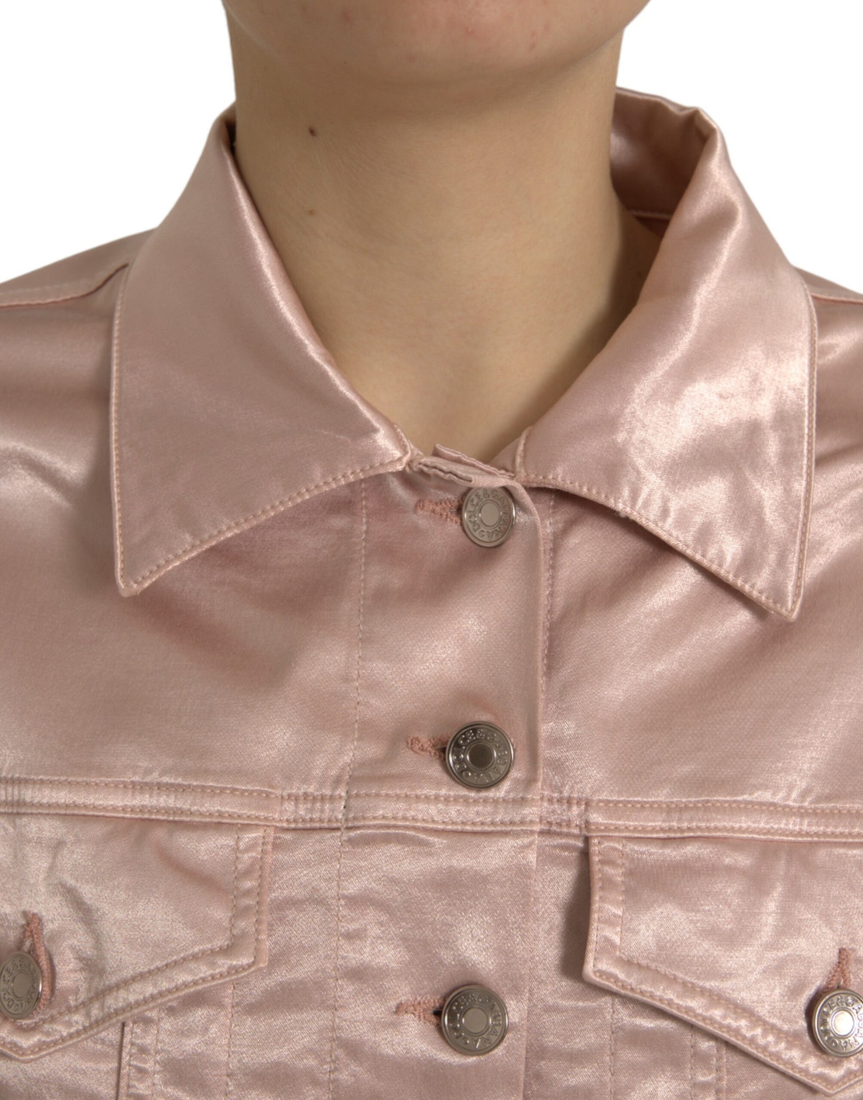 Elegante giacca di jeans rosa corta