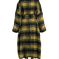 Trench lungo a quadri chic in giallo sole