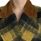 Trench lungo a quadri chic in giallo sole
