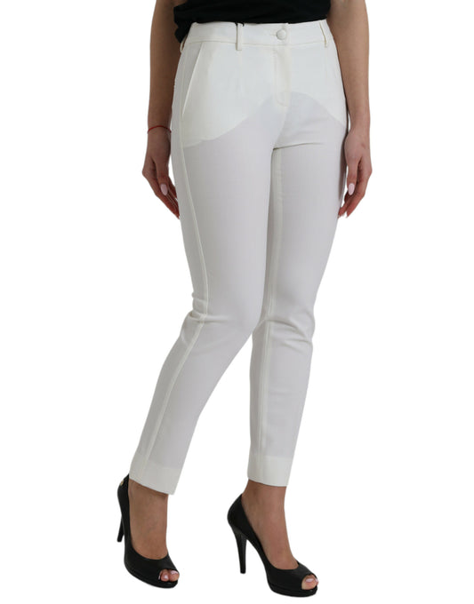 Pantaloni affusolati bianchi eleganti a vita media