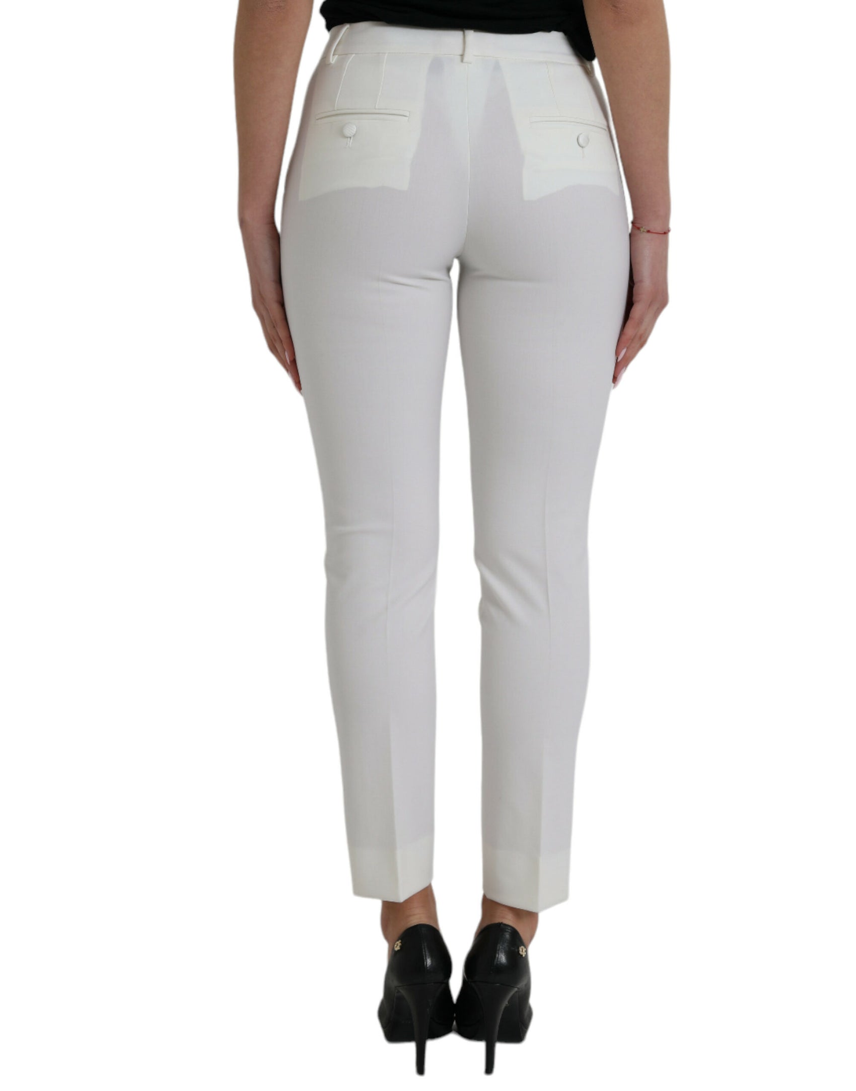 Elegante weiße Tapered-Hose mit mittlerer Taille