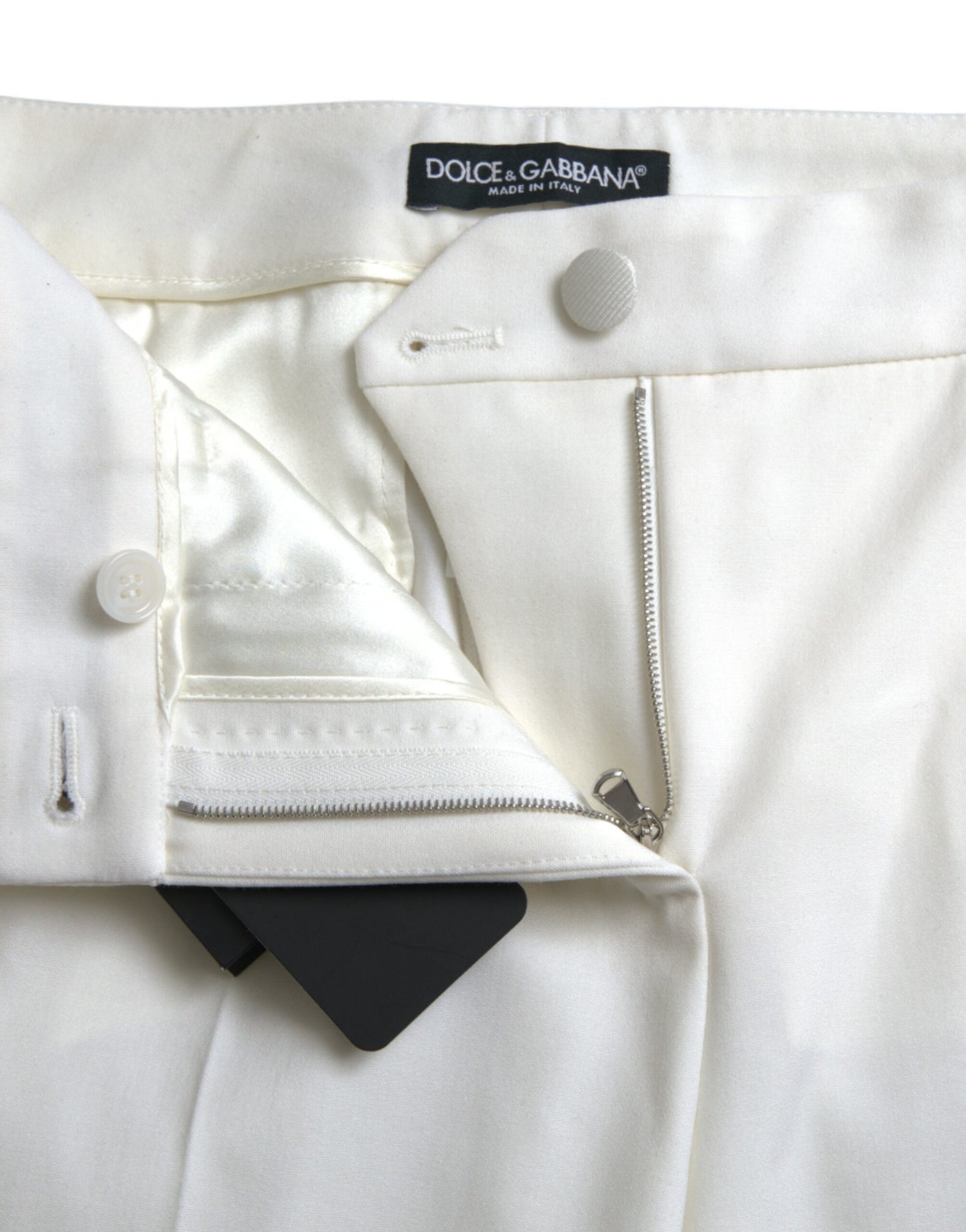 Pantaloni affusolati bianchi eleganti a vita media