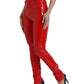 Pantaloni skinny a vita alta rossi chic