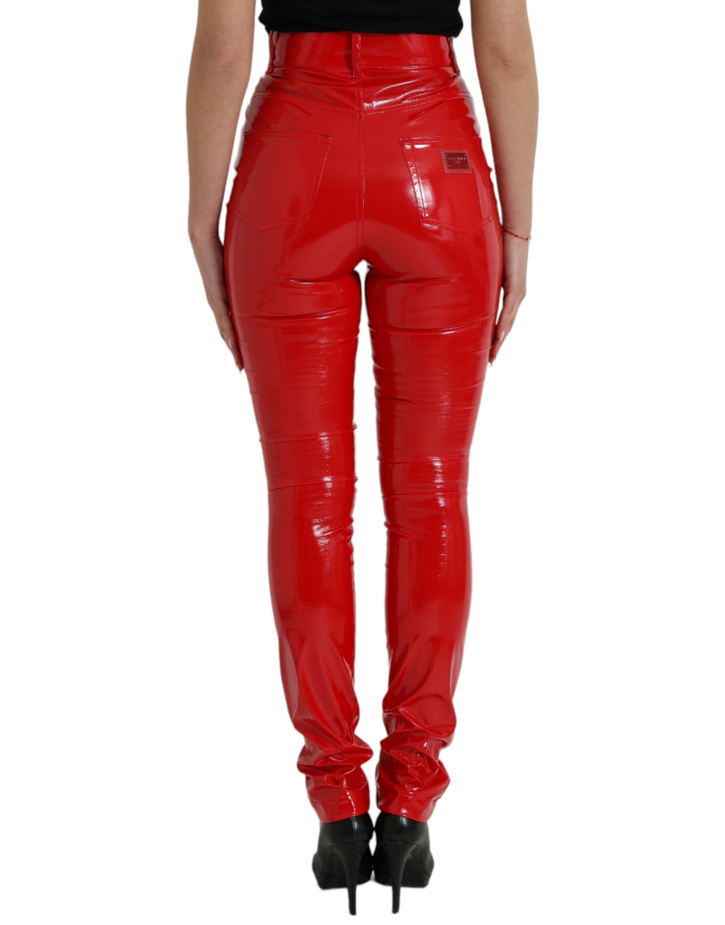 Pantaloni skinny a vita alta rossi chic