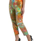 Pantaloni cropped a vita alta multicolor
