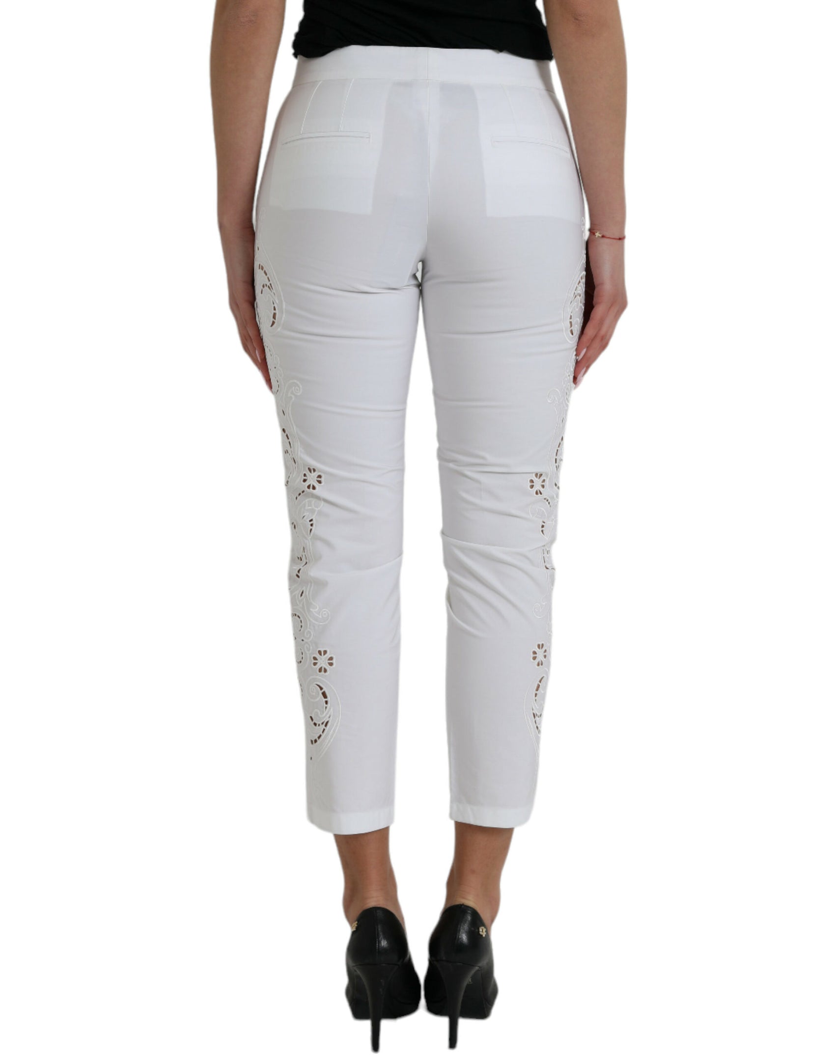 Elegante weiße konische Hose mit mittlerer Taille