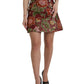 Maroon Floral Jacquard Mini Skirt