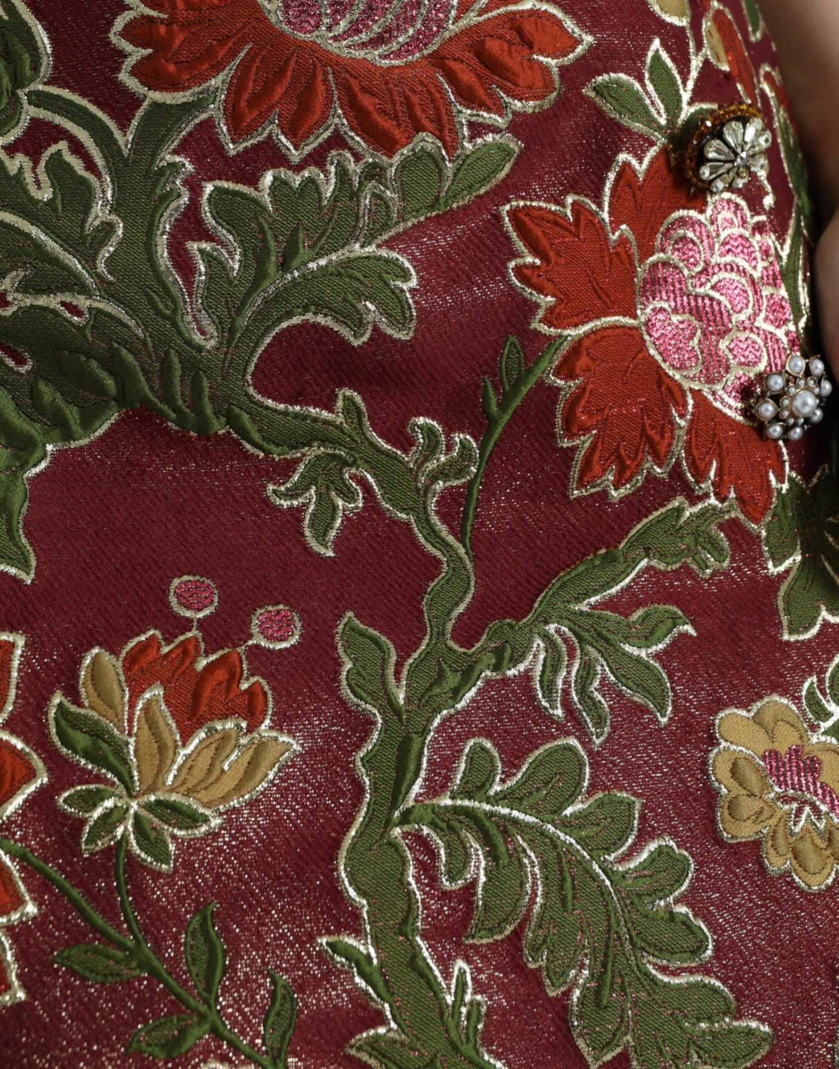 Minigonna jacquard floreale marrone
