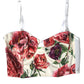 Top corto bustier in misto seta floreale