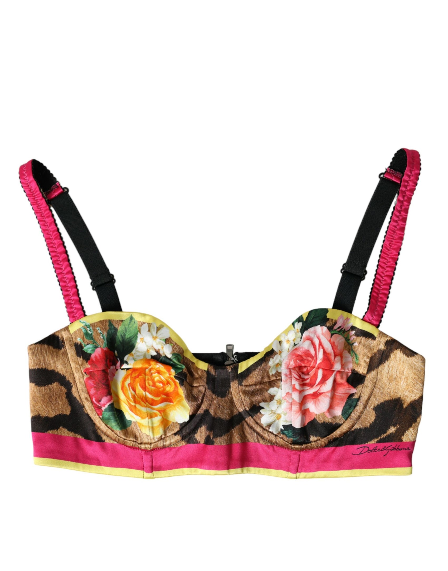 Top corto bustier in misto seta floreale