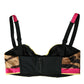 Top corto bustier in misto seta floreale