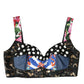 Top corto bustier patchwork floreale