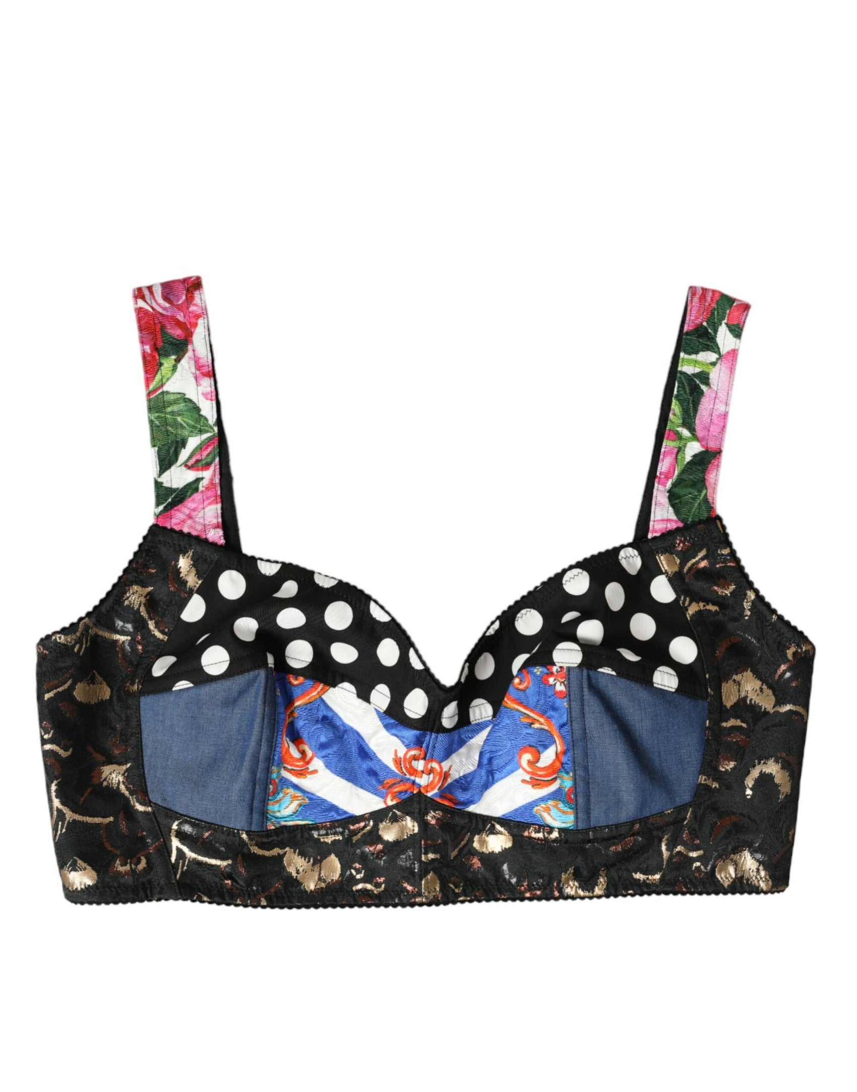 Top corto bustier patchwork floreale