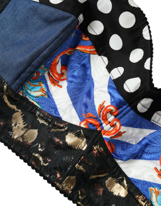 Top corto bustier patchwork floreale