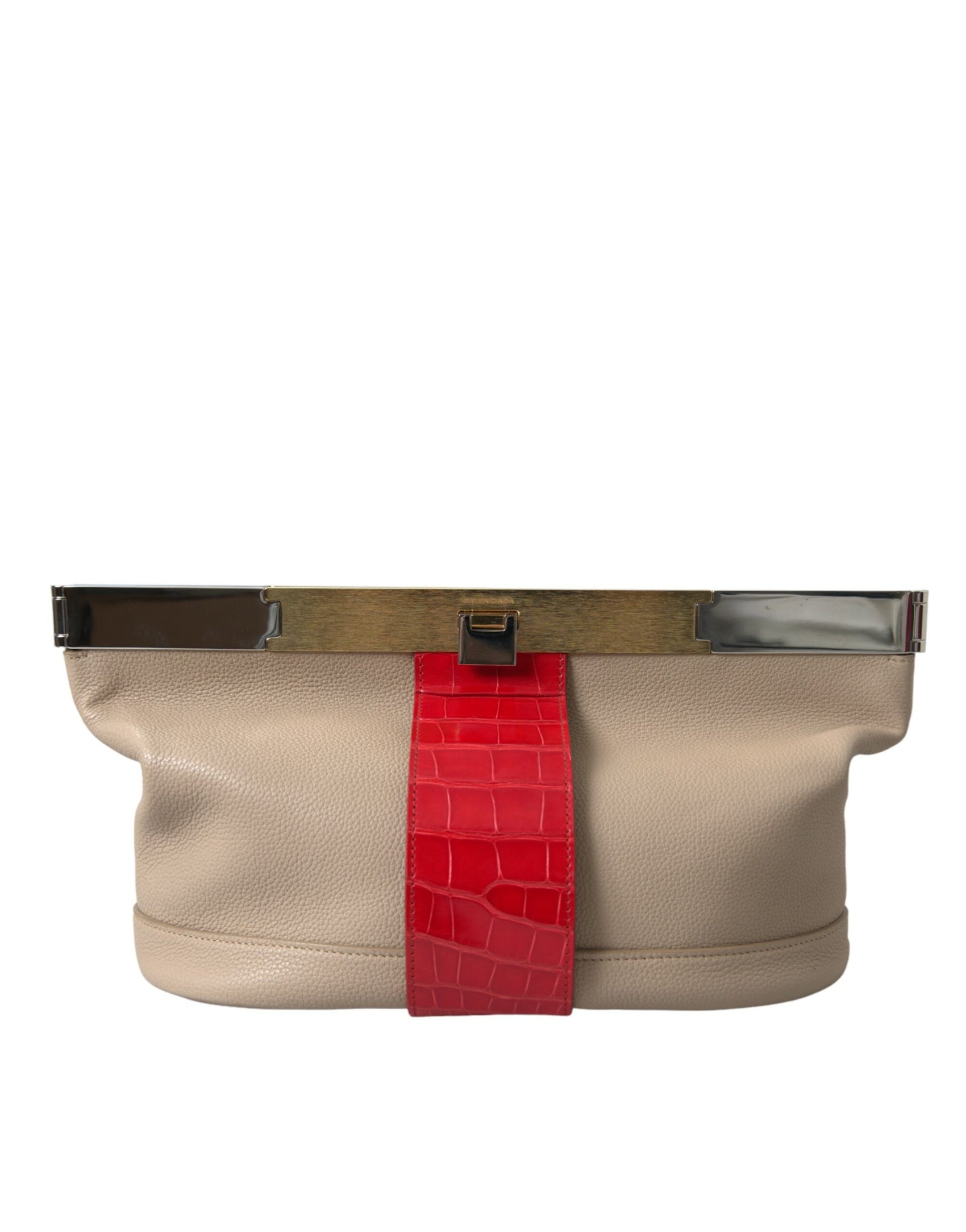 Zweifarbige Clutch aus exotischem Leder