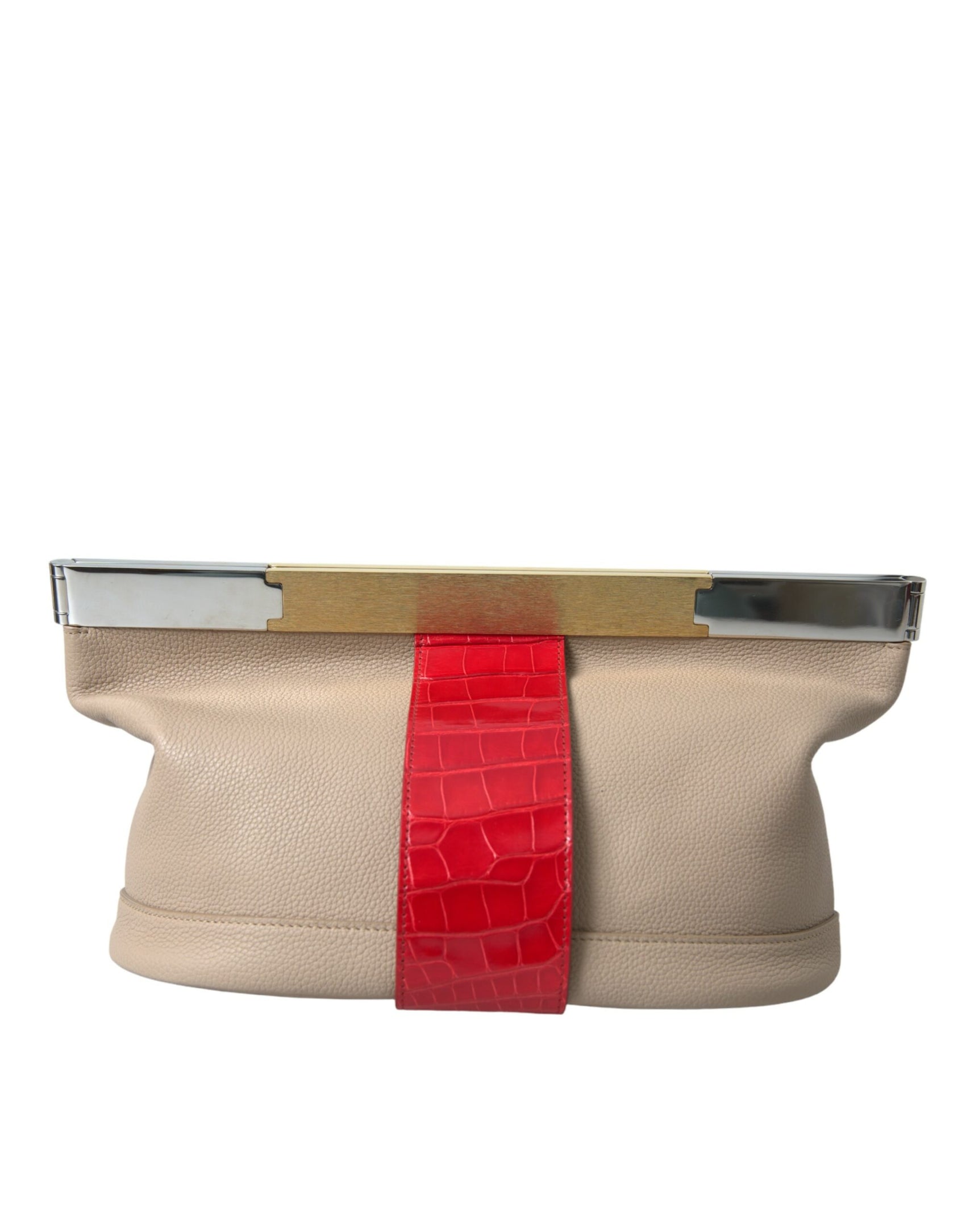 Pochette in pelle esotica bicolore