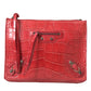 Pochette esotica in pelle di alligatore rosso