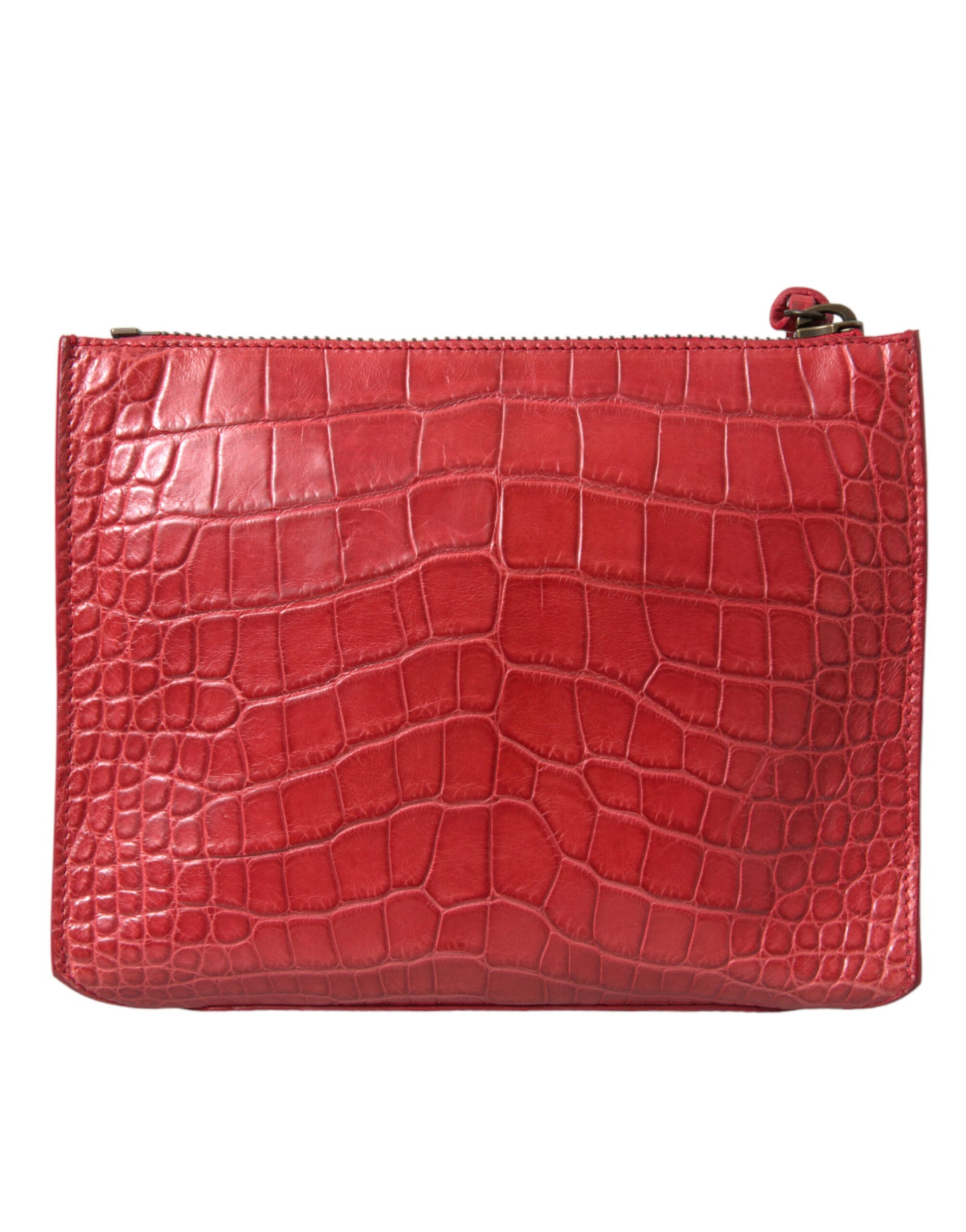 Pochette esotica in pelle di alligatore rosso