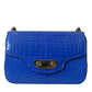 Alligator Skin Mini Shoulder Bag - Elegant Blue