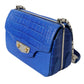 Mini borsa a tracolla in pelle di alligatore - Blu elegante