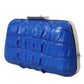 Electric Blue Crocodile Skin Clutch