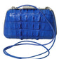 Electric Blue Crocodile Skin Clutch