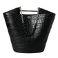 Elegant Black Crocodile Leather Maxi Bucket Bag