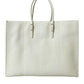 Chic Python Leather Tote in White & Yellow