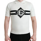 Weißes Henley-T-Shirt mit Kragen und DG-Logo