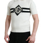 Weißes Henley-T-Shirt mit Kragen und DG-Logo
