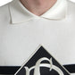 Weißes Henley-T-Shirt mit Kragen und DG-Logo