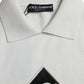 Weißes Henley-T-Shirt mit Kragen und DG-Logo