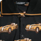 Schwarzes Poloshirt mit kurzen Ärmeln und Auto-Print